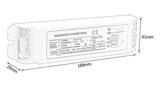 11-20W Max 1.25A Συσκευή ισχύος φωτισμού έκτακτης ανάγκης 2h Προσαρμοσμένη
