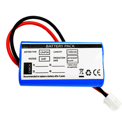 6.4V 1500mAh 18650 Επείγον φωτισμό LFP Παρόχος λύσης μπαταρίας