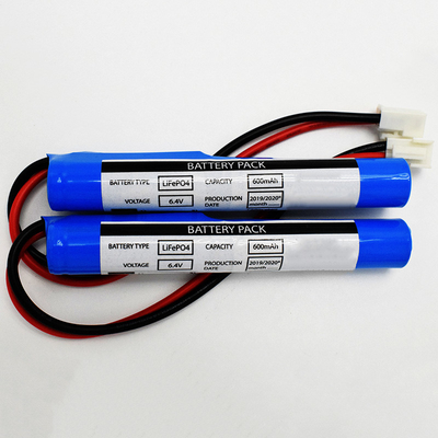 LiFePO4 τύπος 6,4 ραβδιών συνδετήρας μπαταριών 600mAh JST VH 2P Β