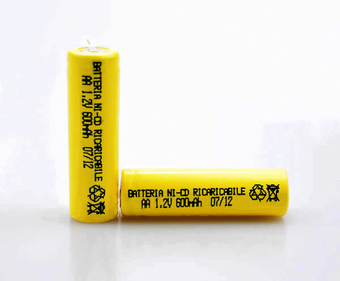 16.6g 1,2 επανακαταλογηστέο κίτρινο PVC AA600mAh μπαταριών Cd Νι Β